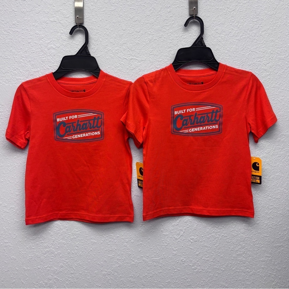 NWT Set of Two 6T Carhartt Kids Bright Red Short Sleeve Tees
